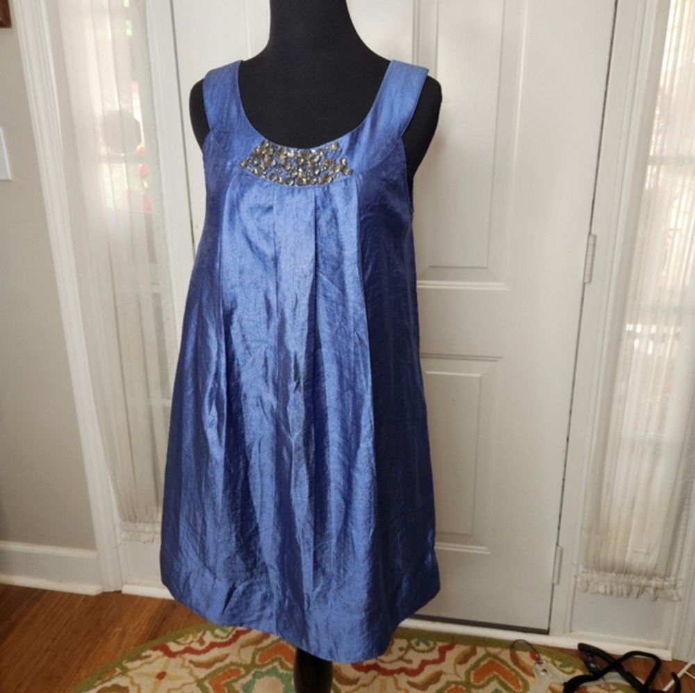 C2 Studio Flirty Fabulous Rich Blue Dress - Rhinestone Adorned Size Small